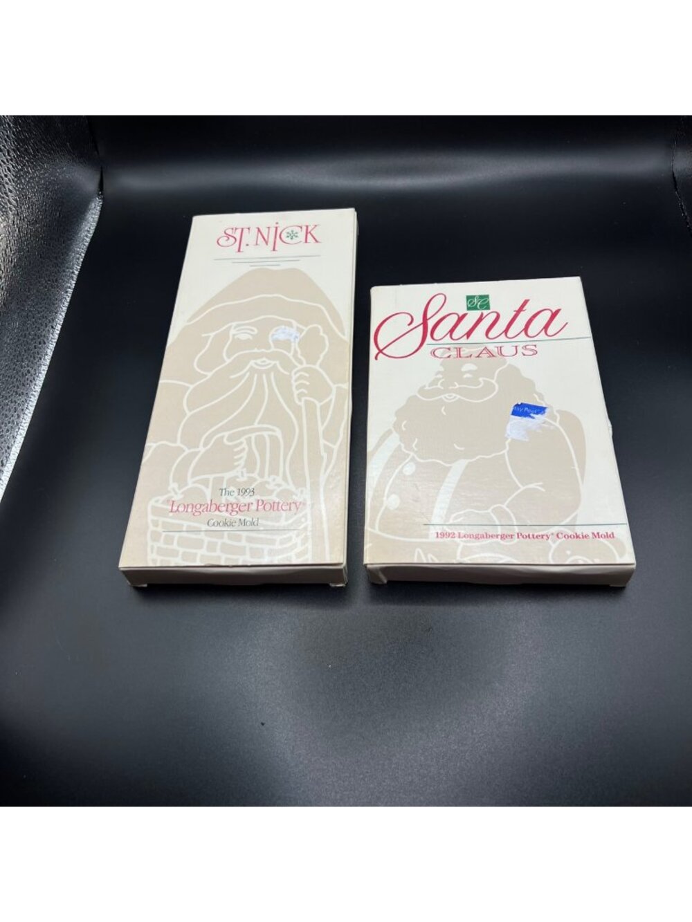 1992 1993 Longaberger Pottery Santa Claus Cookie Molds In Original Boxes vintage